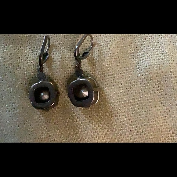 Silver Opalescent Earrings with Lever-Back Setting - Picture 3 of 5